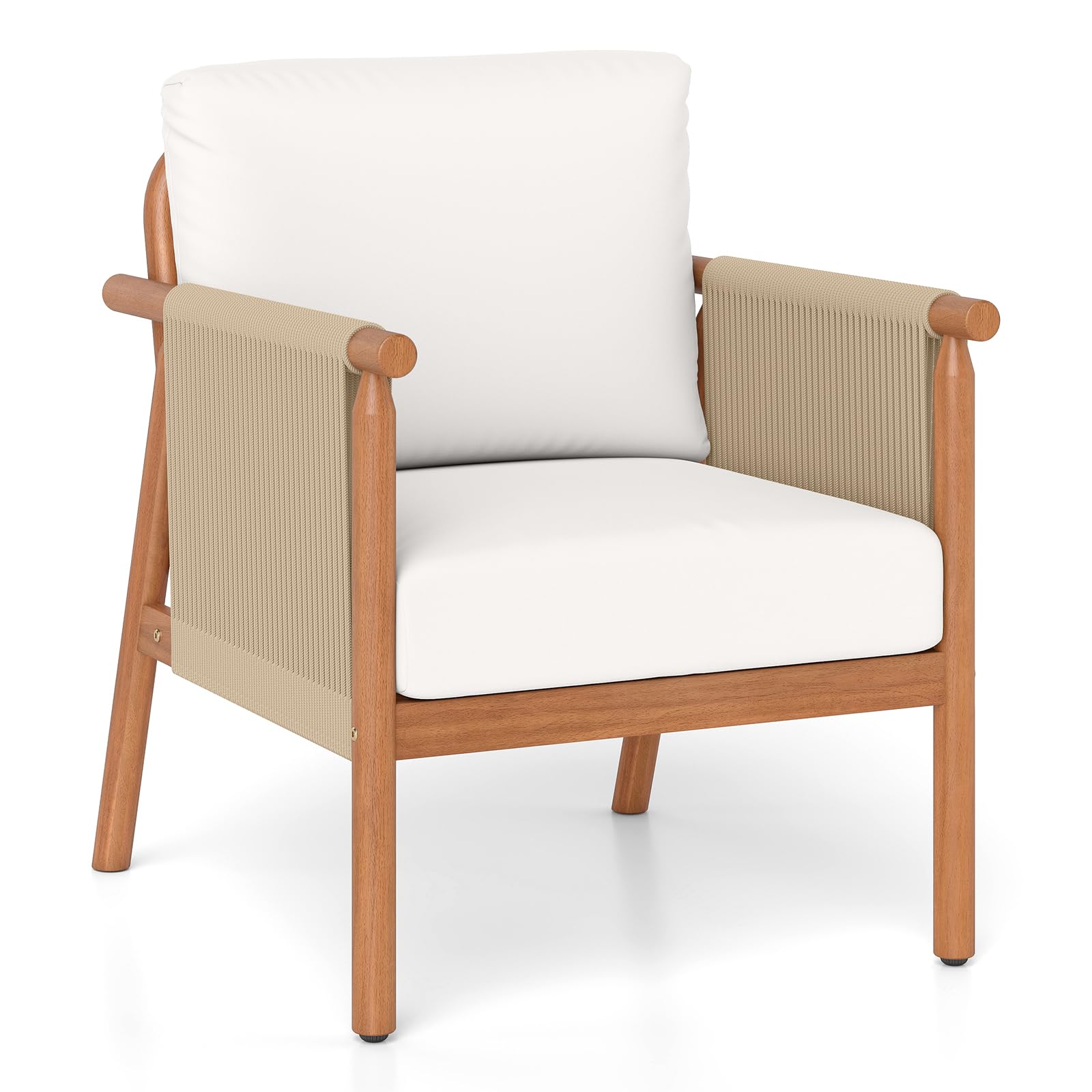 Tangkula Acacia Wood Patio Club Chair Boho Accent Chair(1/2/4)
