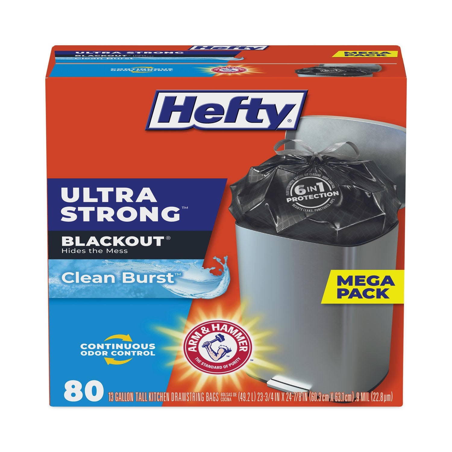 Hefty Ultra Strong Tall Kitchen Drawstring Trash Bags - 80 count