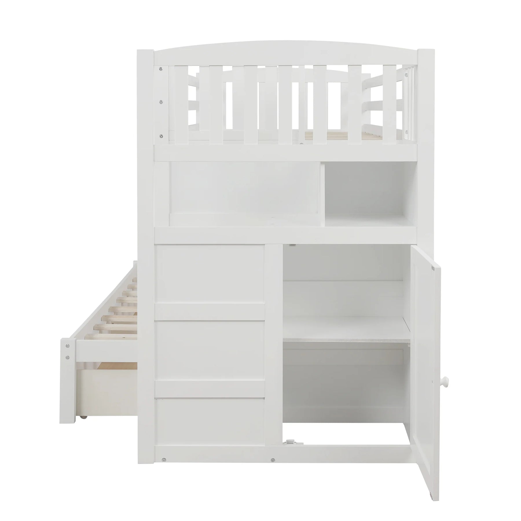 AECOJOY Twin over Full/Twin Convertible Bunk Bed with Storage Shelves and Drawers, Grey