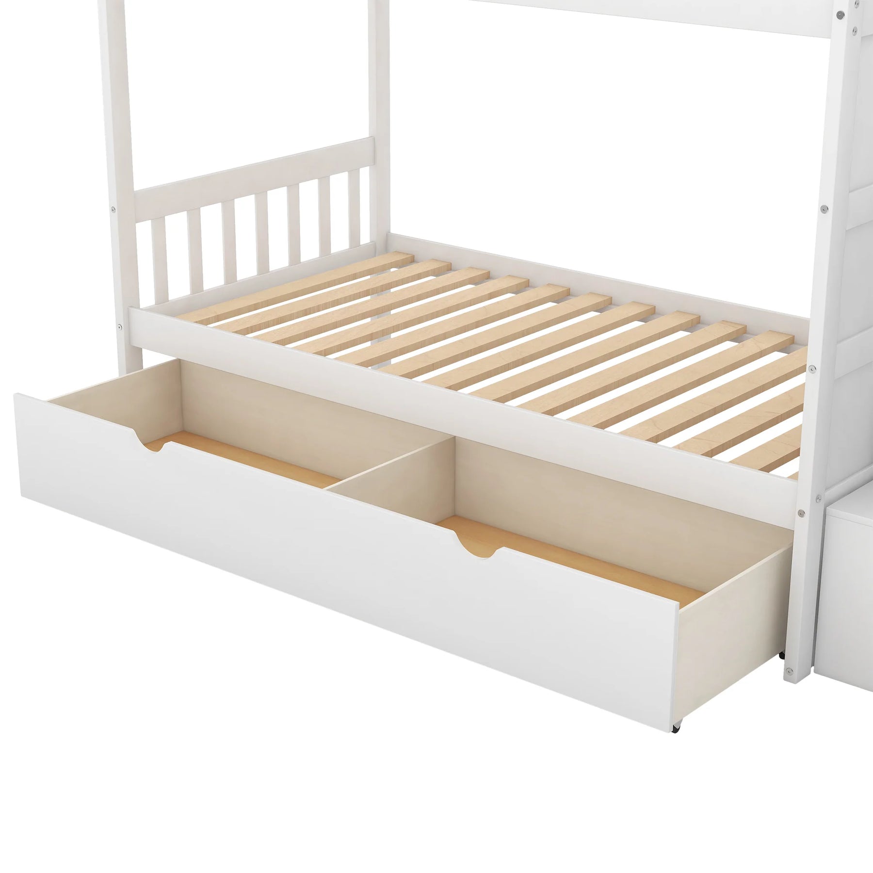 AECOJOY Twin over Full/Twin Convertible Bunk Bed with Storage Shelves and Drawers, Grey
