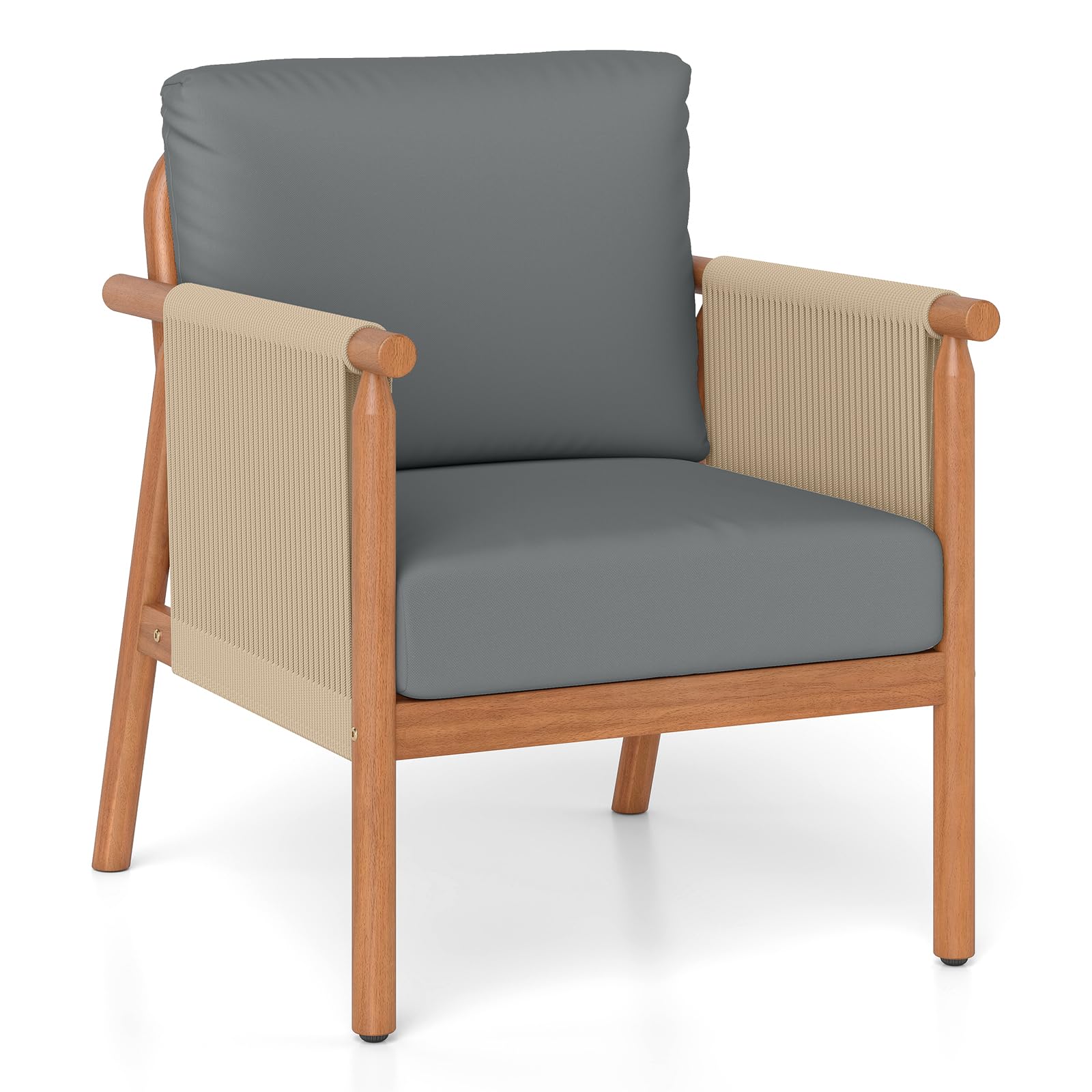 Tangkula Acacia Wood Patio Club Chair Boho Accent Chair（1/2/4）