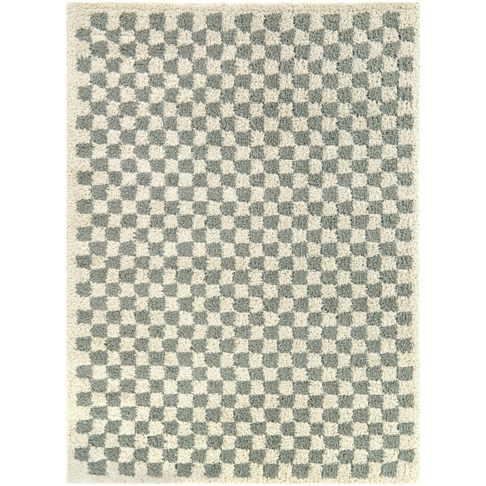 Walker Checkered Sage/Cream Shag Area Rug AllModern Rug Size: Runner 2'2" x 7'