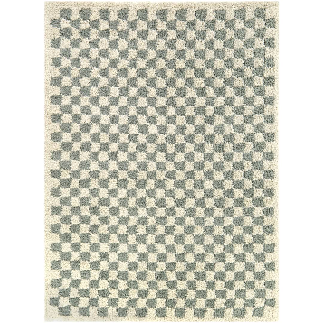 Walker Checkered Sage/Cream Shag Area Rug AllModern Rug Size: Runner 2'2" x 7'