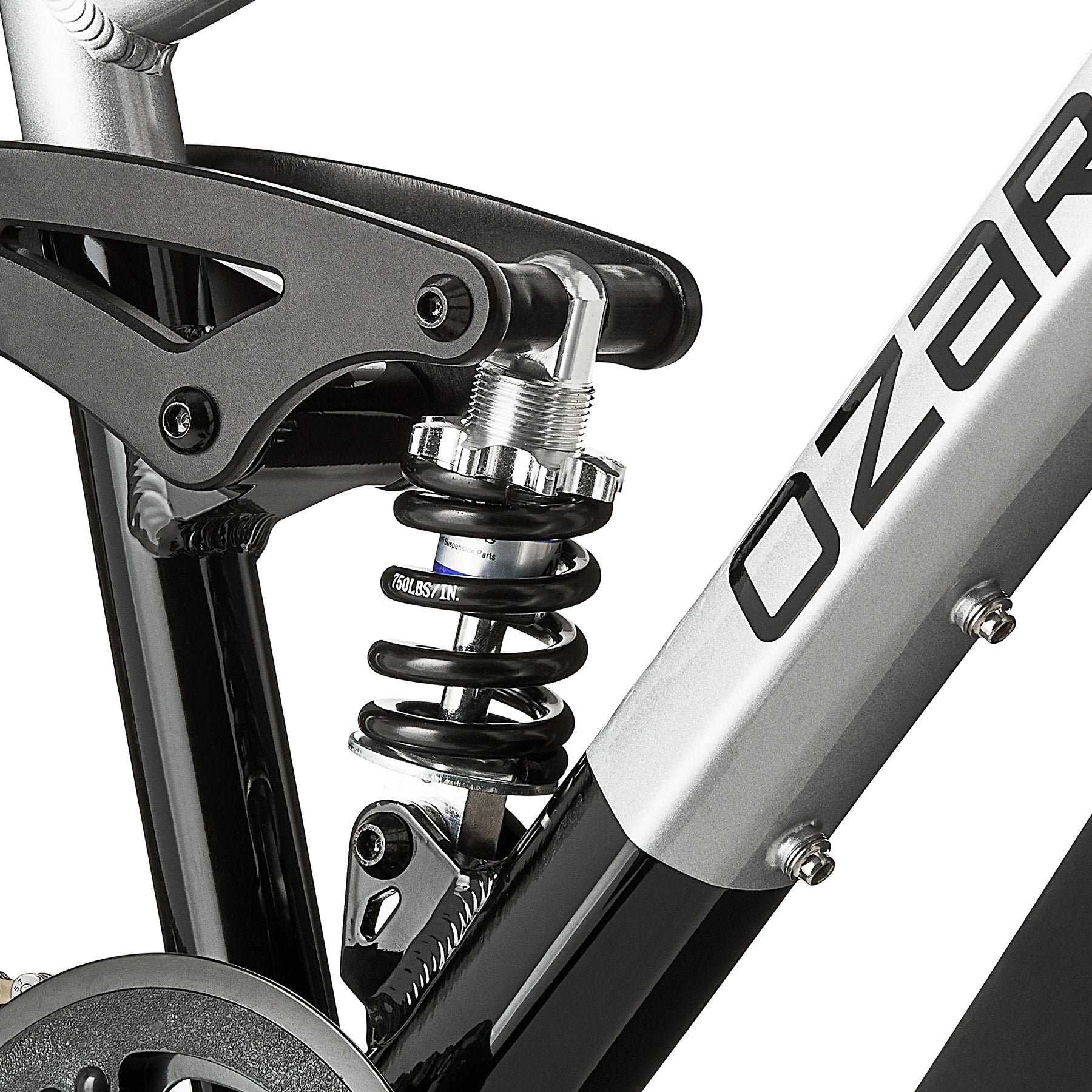 24" Ozark Trail FS.1 Epictrail Full Suspension Mountain Bike, for Teens and Adults, Heights Between 4'6" - 5'6", Silver